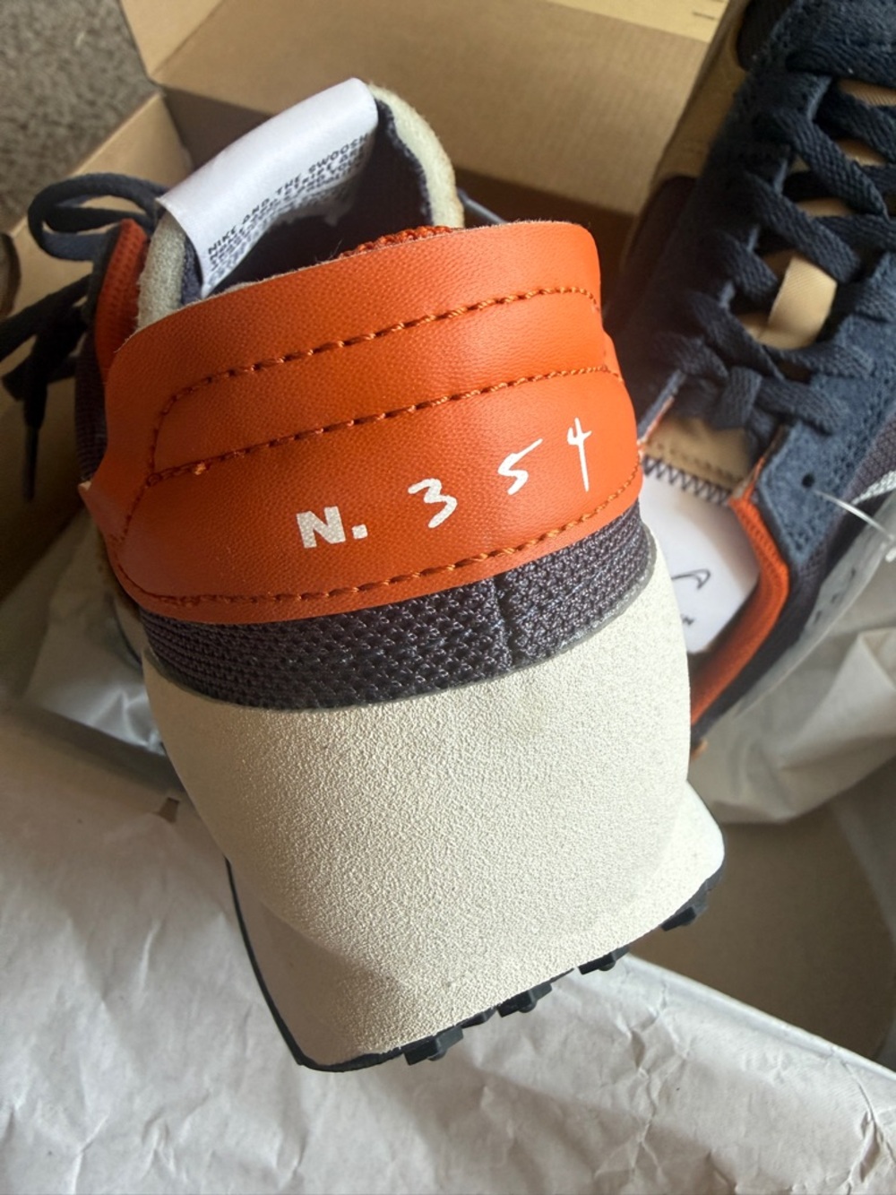 Nike Daybreak-Type Sneakers in Navy, Cream and Orange - Picture 8 of 10